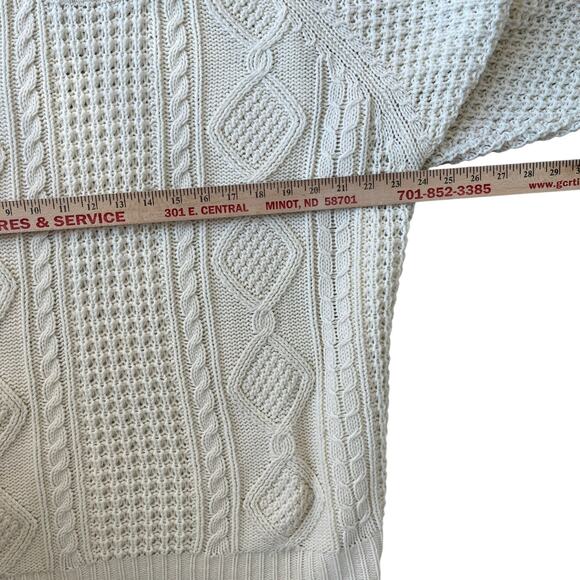 American Weekend Chunky Cable Turtleneck Sweater Womens XL Ivory Cream Fisherman - Picture 9 of 10